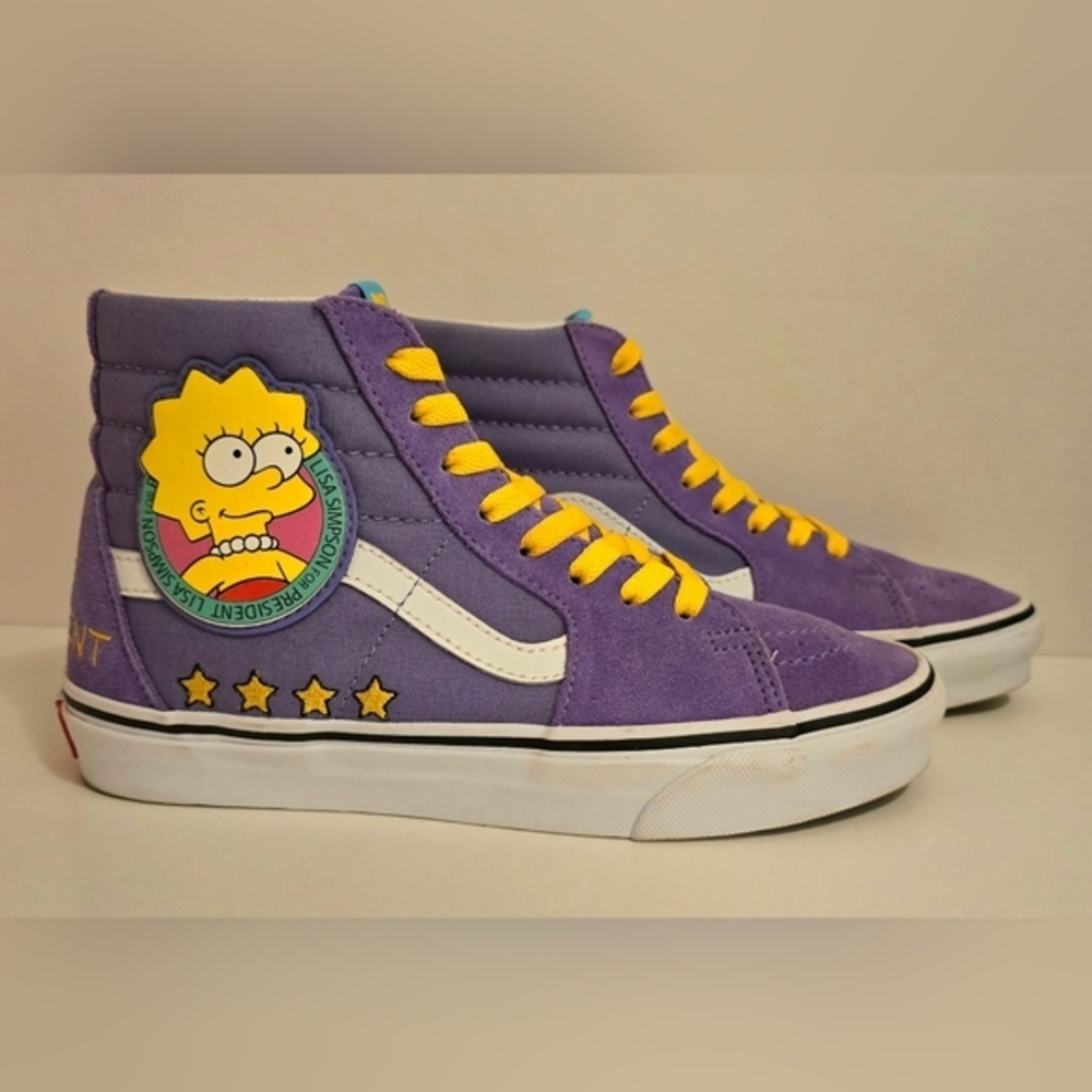 Vans Purple and Yellow High-Top Sneakers